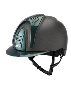 Casco Kep E-Light de carbono negro mate con visera verde y tres inserciones verde large
