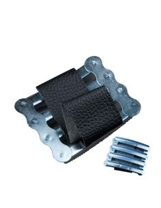 Almohaza Chapa Con Pasamanos de Cuero, almohaza fabricada con resistente chapa, que posee 8 carriles dentados. Esta almohaza es