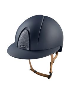 Casco Kep Smart Nova Textil Azul Correas Beige Tejido Star Plata Visera de Polo