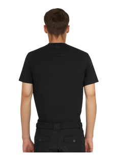 Camiseta básica para hombre con logo brillante Equestro negro/rojo 2