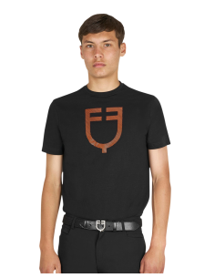 Camiseta básica para hombre con logo brillante Equestro negro/rojo