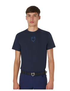 Camiseta básica para hombre con logo Equestro azul marino