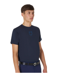 Camiseta básica para hombre con logo Equestro azul marino 2